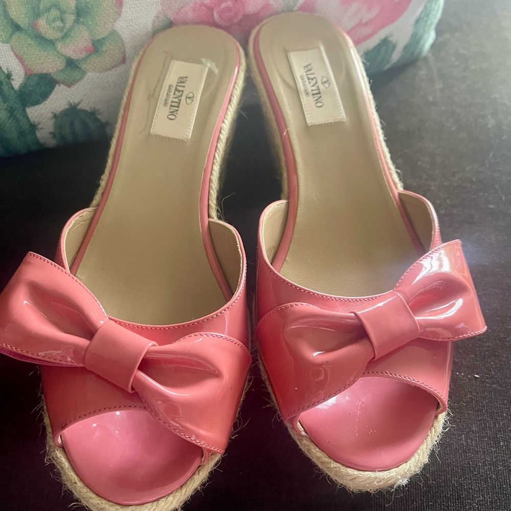 Valentino Pink Espadrille Bow Slip-Ons